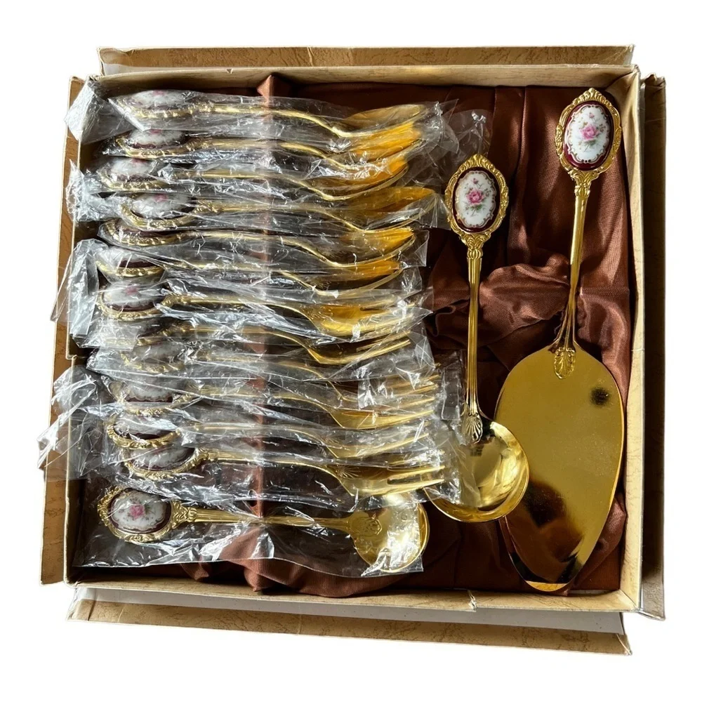 Set of vintage German Rostfrei desert/appetizer utensils. New in box